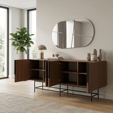 Truvia konsolipöytä 200x77,9x40 cm - Milano-pähkinä ja musta - Säilytys - Säilytyskalusteet - Senkki