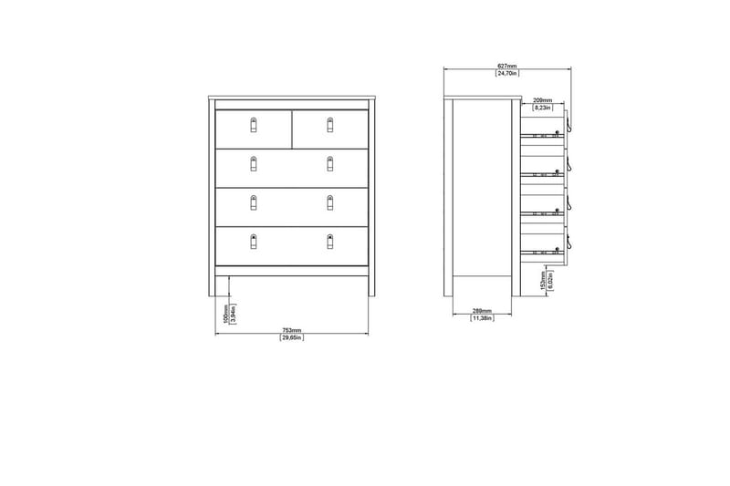 Vallvidera Lipasto 82,3 cm - Musta - Säilytys - Säilytyskalusteet - Lipasto