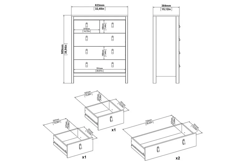 Vallvidera Lipasto 82 cm - Valkoinen - Säilytys - Säilytyskalusteet - Lipasto