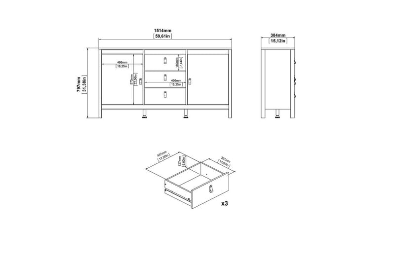 Vallvidera Senkki 151x38 cm - Beige - Säilytys - Säilytyskalusteet - Senkki
