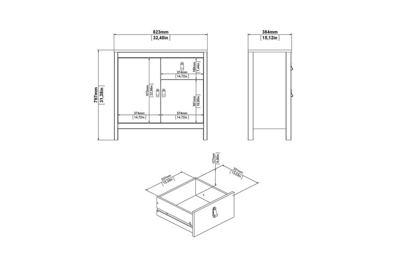Vallvidera Senkki 82x38 cm - Valkoinen - Säilytys - Säilytyskalusteet - Senkki