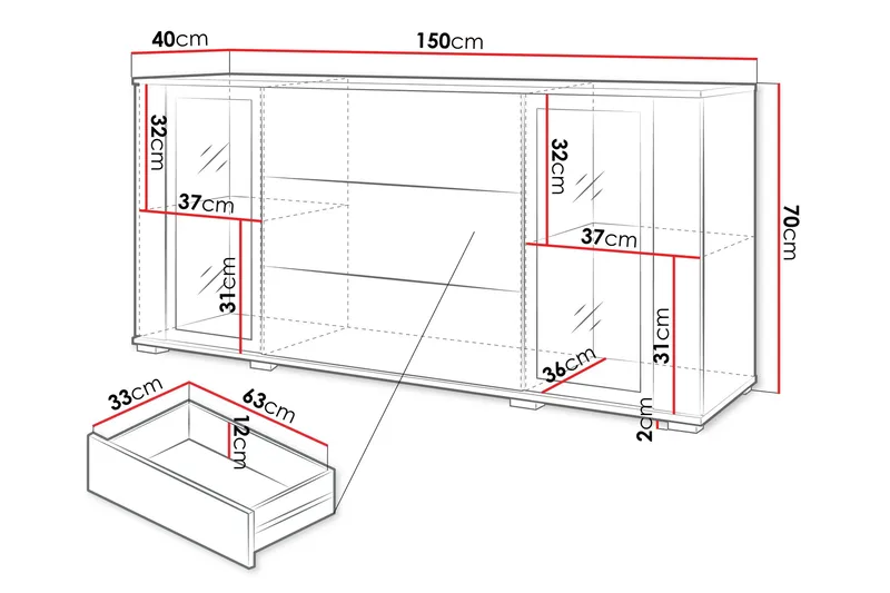 Vanha Senkki 150x40 cm - Musta - Säilytys - Säilytyskalusteet - Senkki