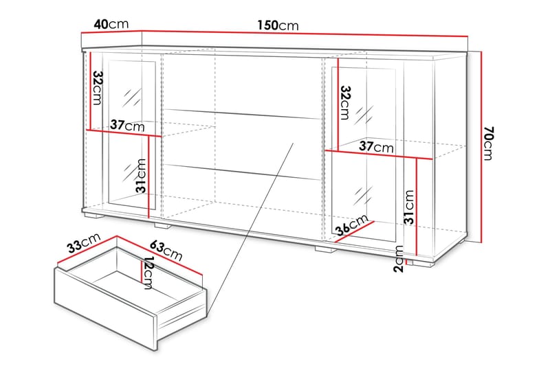 Vanha Senkki 150x40 cm - Ruskea/Valkoinen - Säilytys - Säilytyskalusteet - Senkki