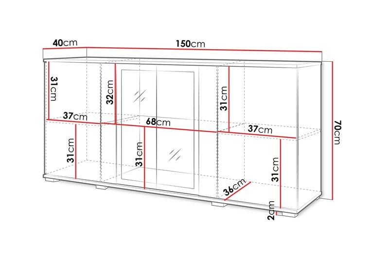 Vanha Senkki 150x40 cm - Valkoinen/Vaaleanpunainen - Säilytys - Säilytyskalusteet - Senkki
