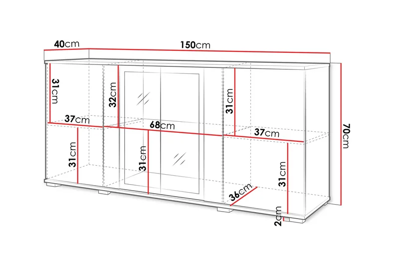 Vanha Senkki 150x40 cm - Valkoinen/Vaaleanpunainen - Säilytys - Säilytyskalusteet - Senkki