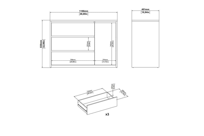 Varun Senkki 119x48 cm - Valkoinen - Säilytys - Säilytyskalusteet - Senkki