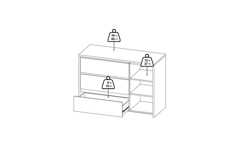 Varun Senkki 119x48 cm - Valkoinen/Luonnonväri - Säilytys - Säilytyskalusteet - Senkki