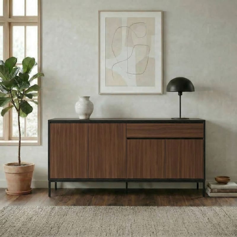Velar konsolipöytä 180x80x40 cm - Milano Walnut, Wood Black, Musta - Säilytys - Säilytyskalusteet - Senkki