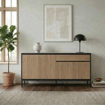 Velar konsolipöytä 180x80x40 cm - Natural Oak, Wood Black, musta - Säilytys - Säilytyskalusteet - Senkki