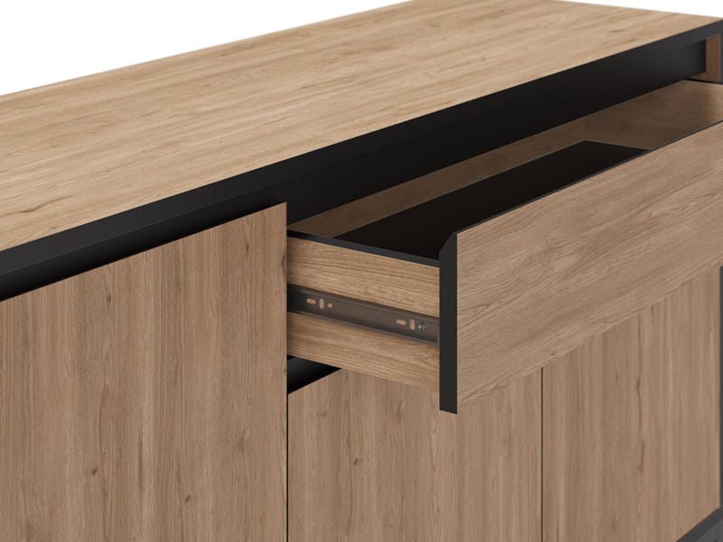 Velar konsolipöytä 180x80x40 cm - Natural Oak, Wood Black, musta - Säilytys - Säilytyskalusteet - Senkki