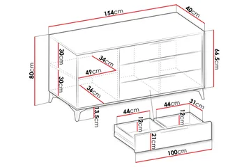 Vemdalen Lipasto 154 cm - Beige - Säilytys - Säilytyskalusteet - Lipasto