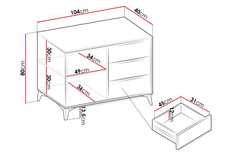 Vemdalen Senkki 104x40 cm - Valkoinen - Säilytys - Säilytyskalusteet - Senkki