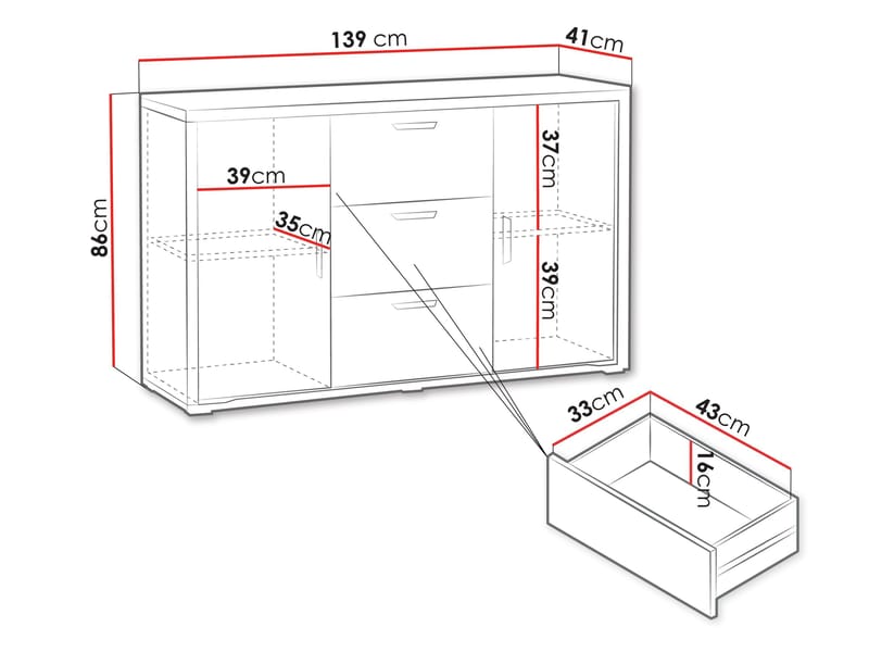Veyricus Senkki 139 cm - Säilytys - Säilytyskalusteet - Senkki
