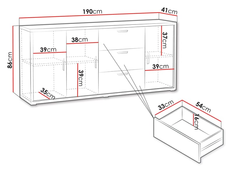 Veyricus Senkki 190 cm - Säilytys - Säilytyskalusteet - Senkki