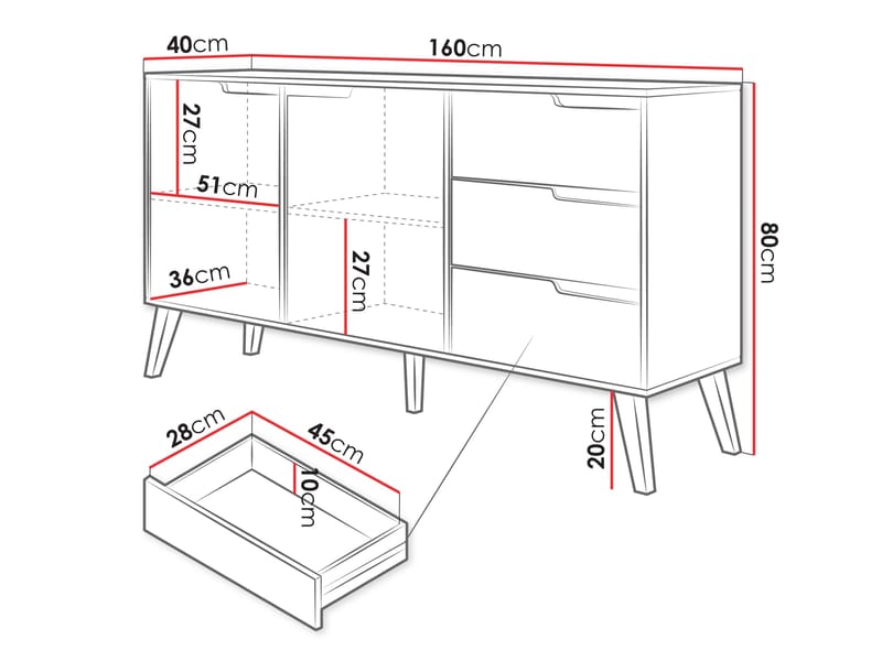 Virello senkki 160 cm - ruskea - Säilytys - Säilytyskalusteet - Senkki