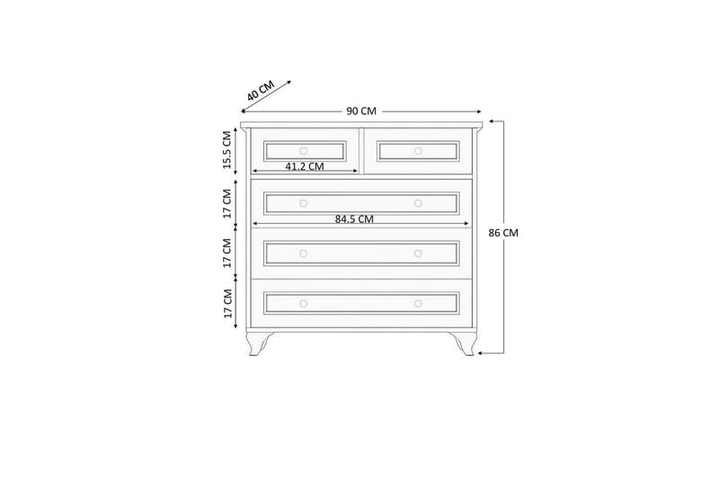 Vornrel Lipasto 90 cm - Matta Valkoinen - Säilytys - Säilytyskalusteet - Lipasto