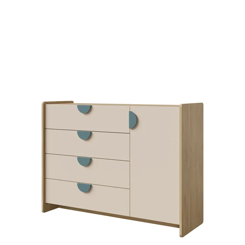 Zarek-lipasto 124 cm, Ruskea, sininen ja beige