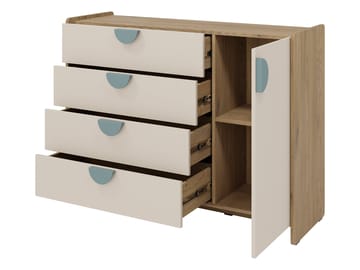 Zarek-lipasto 124 cm - Ruskea, sininen ja beige - Säilytys - Säilytyskalusteet - Lipasto