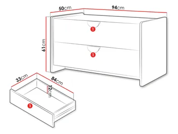 Zarek-senkki 94 cm - Ruskea, sininen ja beige - Säilytys - Säilytyskalusteet - Senkki