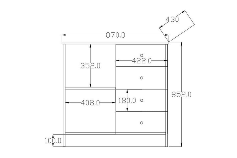 Zavira Lipasto 87 cm - Matta Valkoinen - Säilytys - Säilytyskalusteet - Lipasto