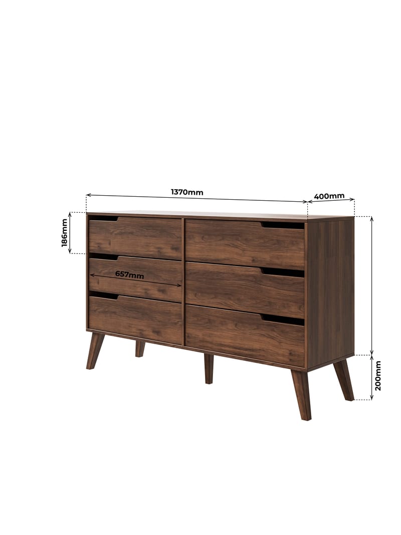 Zelto Lipasto 137 cm - Warmia-pähkinä - Säilytys - Säilytyskalusteet - Lipasto