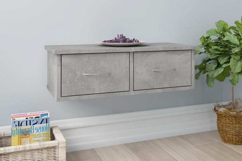 Seinälaatikkohylly betoninharmaa 60x26x18,5 cm lastulevy - Harmaa - Säilytys - Seinäsäilytys