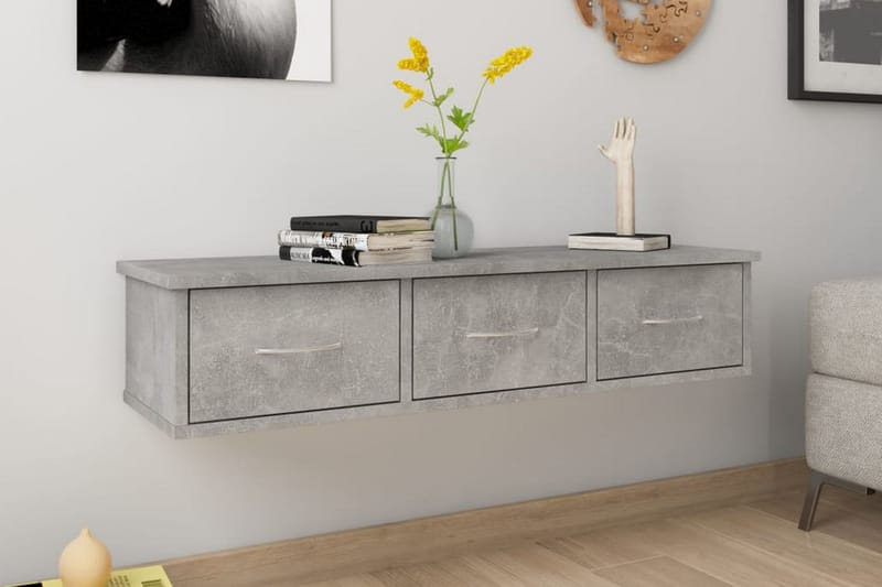 Seinälaatikkohylly betoninharmaa 90x26x18,5 cm lastulevy - Harmaa - Säilytys - Seinäsäilytys