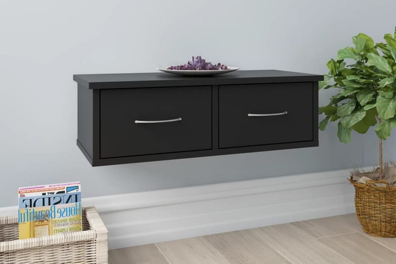 Seinälaatikkohylly musta 60x26x18,5 cm lastulevy - Musta - Säilytys - Seinäsäilytys