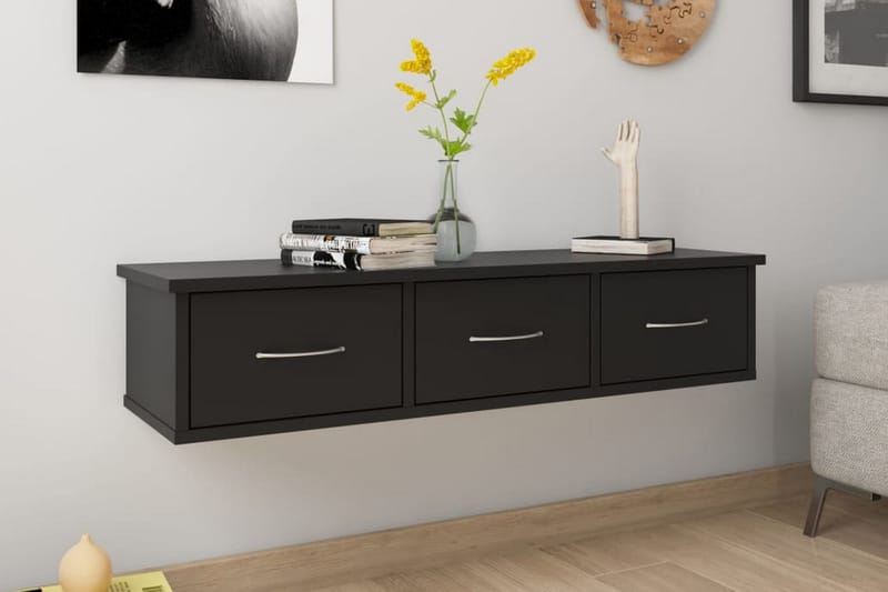 Seinälaatikkohylly musta 90x26x18,5 cm lastulevy - Musta - Säilytys - Seinäsäilytys