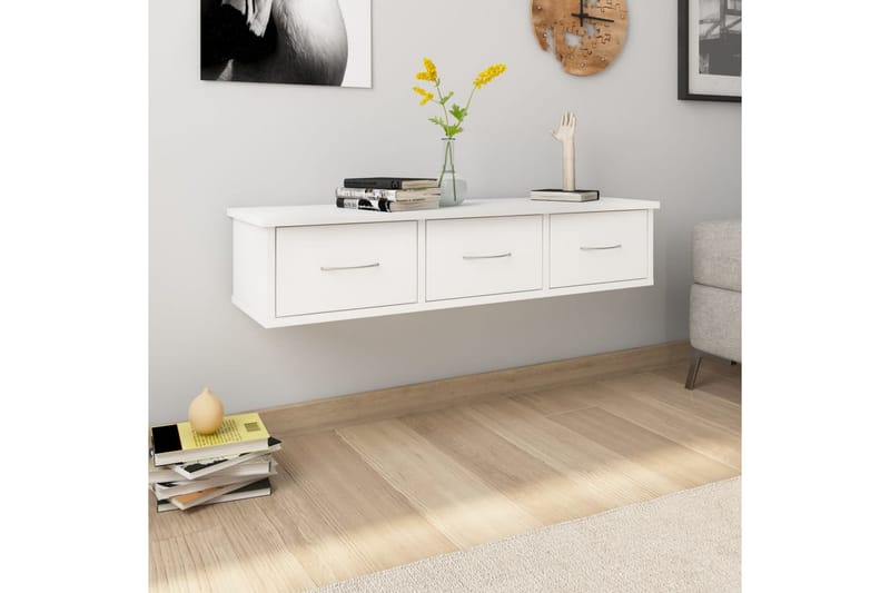 Seinälaatikkohylly valkoinen 90x26x18,5 cm lastulevy - Valkoinen - Säilytys - Seinäsäilytys