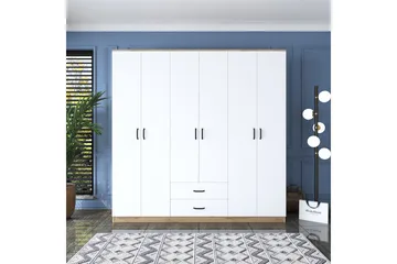 Jagdesh vaatekaappi 210x210 cm ruskea/valkoinen - Hanah Home - Säilytys - Vaatesäilytys - Vaatekaappi