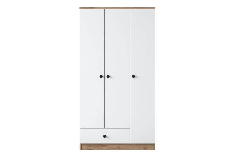 Jain vaatekaappi 90x170 cm ruskea/valkoinen - Hanah Home - Säilytys - Vaatesäilytys - Vaatekaappi
