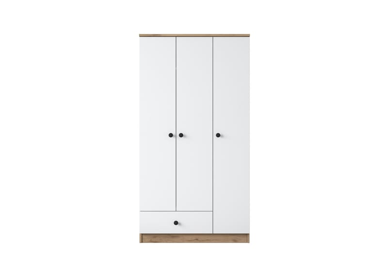 Jain vaatekaappi 90x170 cm ruskea/valkoinen - Hanah Home - Säilytys - Vaatesäilytys - Vaatekaappi