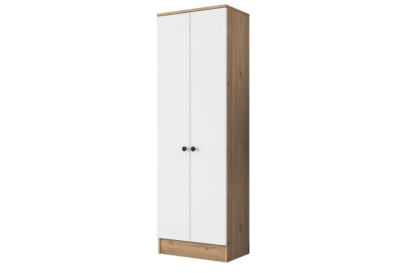 Hooda vaatekaappi 59,8x182,8 cm ruskea/valkoinen - Hanah Home - Säilytys - Vaates�äilytys - Vaatekaappi