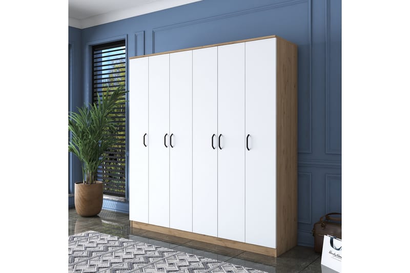 Jaidul vaatekaappi 180x190,8 cm ruskea/valkoinen - Hanah Home - Säilytys - Vaatesäilytys - Vaatekaappi