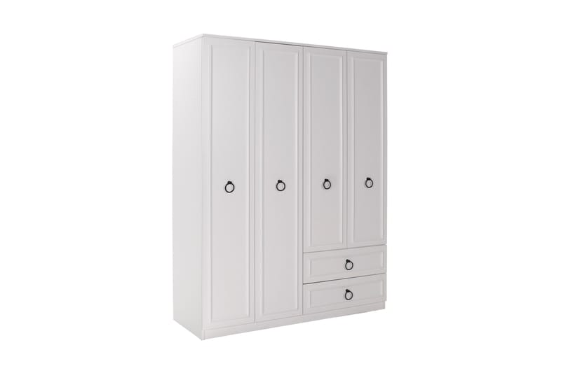 Ajra vaatekaappi 140x185 cm valkoinen - Hanah Home - Säilytys - Vaatesäilytys - Vaatekaappi