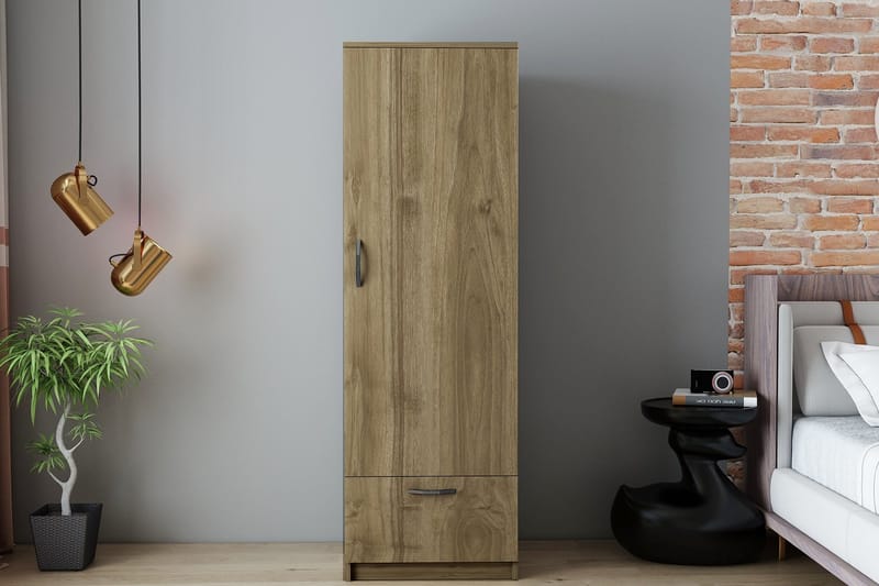Kleoo vaatekaappi 50x187 cm ruskea - Hanah Home - Säilytys - Vaatesäilytys - Vaatekaappi