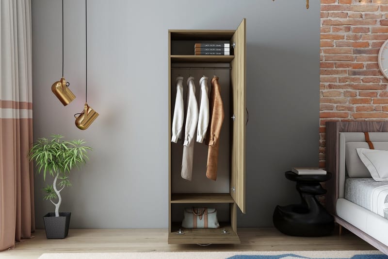 Kleoo vaatekaappi 50x187 cm ruskea - Hanah Home - Säilytys - Vaatesäilytys - Vaatekaappi