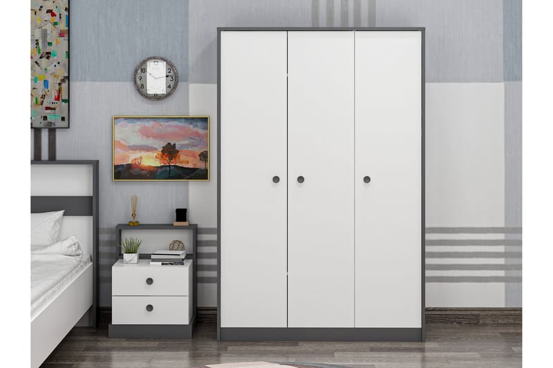 Berdez vaatekaappi 120x182 cm antrasiitti/valkoinen - Hanah Home - Säilytys - Vaatesäilytys - Vaatekaappi