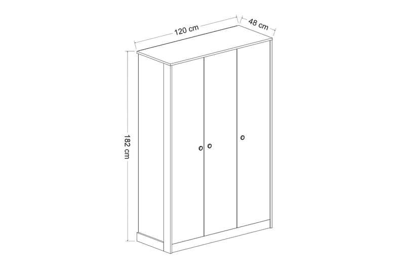 Berdez vaatekaappi 120x182 cm antrasiitti/valkoinen - Hanah Home - Säilytys - Vaatesäilytys - Vaatekaappi