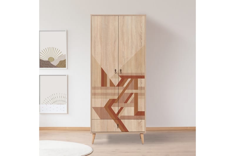Bertoaria vaatekaappi 80x190 cm ruskea - Hanah Home - Säilytys - Vaatesäilytys - Vaatekaappi