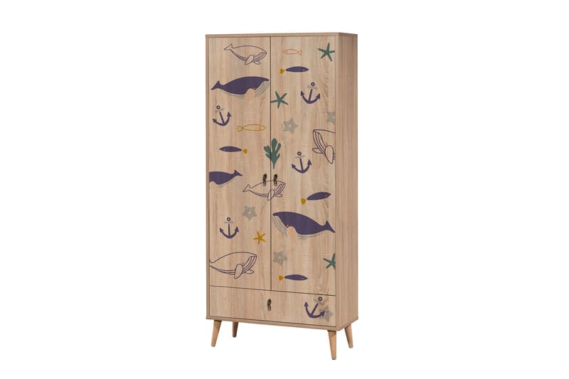 Bertoaria vaatekaappi 80x190 cm ruskea - Hanah Home - Säilytys - Vaatesäilytys - Vaatekaappi