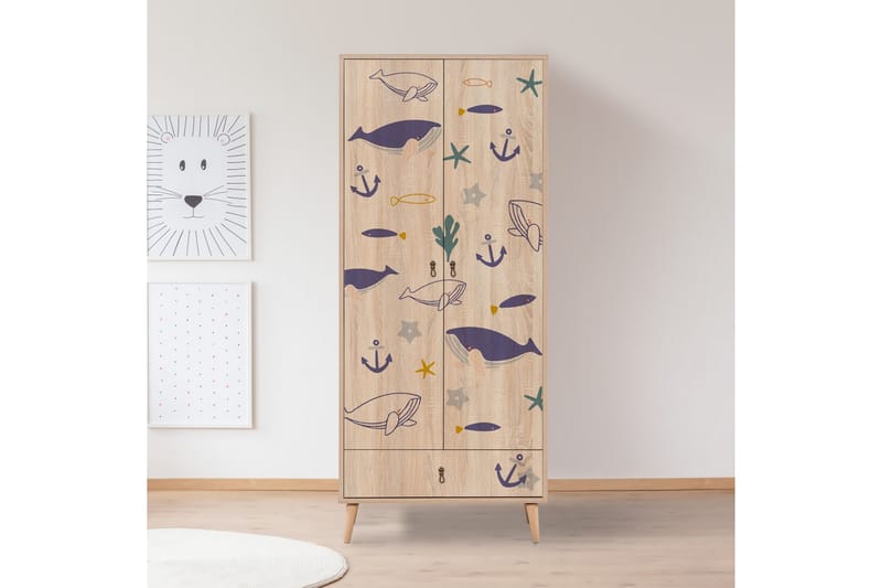 Bertoaria vaatekaappi 80x190 cm ruskea - Hanah Home - Säilytys - Vaatesäilytys - Vaatekaappi