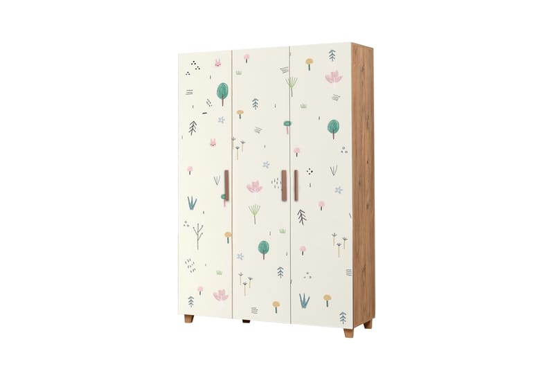 Leva vaatekaappi 120x189 cm ruskea/valkoinen - Hanah Home - Säilytys - Vaatesäilytys - Vaatekaappi