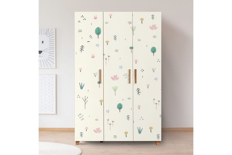 Leva vaatekaappi 120x189 cm ruskea/valkoinen - Hanah Home - Säilytys - Vaatesäilytys - Vaatekaappi