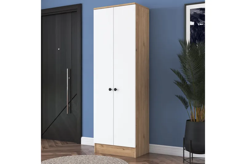 Hooda vaatekaappi 59,8x182,8 cm ruskea/valkoinen - Hanah Home - Säilytys - Vaatesäilytys - Vaatekaappi