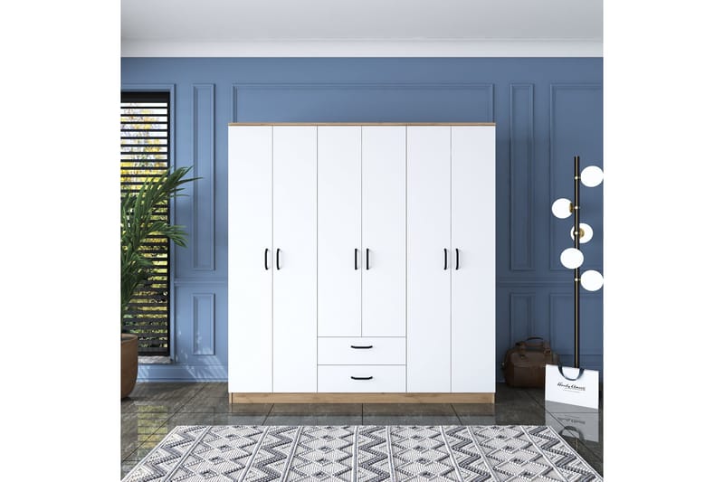 Jahani vaatekaappi 180x190,8 cm ruskea/valkoinen - Hanah Home - Säilytys - Vaatesäilytys - Vaatekaappi