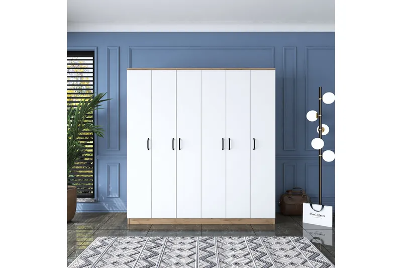 Jaidul vaatekaappi 180x190,8 cm ruskea/valkoinen - Hanah Home - Säilytys - Vaatesäilytys - Vaatekaappi