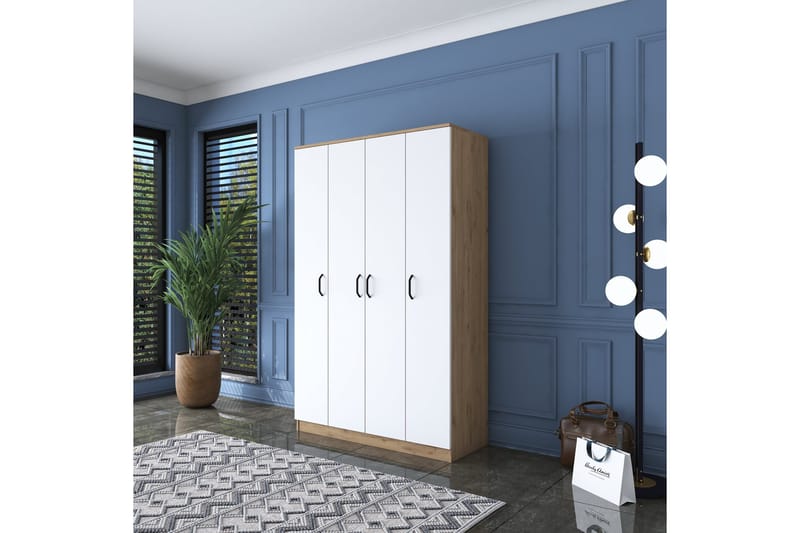 Jaioni vaatekaappi 120x190,8 cm ruskea/valkoinen - Hanah Home - Säilytys - Vaatesäilytys - Vaatekaappi