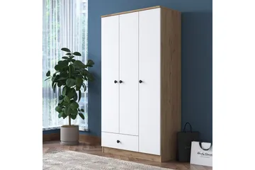 Jain vaatekaappi 90x170 cm ruskea/valkoinen - Hanah Home - Säilytys - Vaatesäilytys - Vaatekaappi